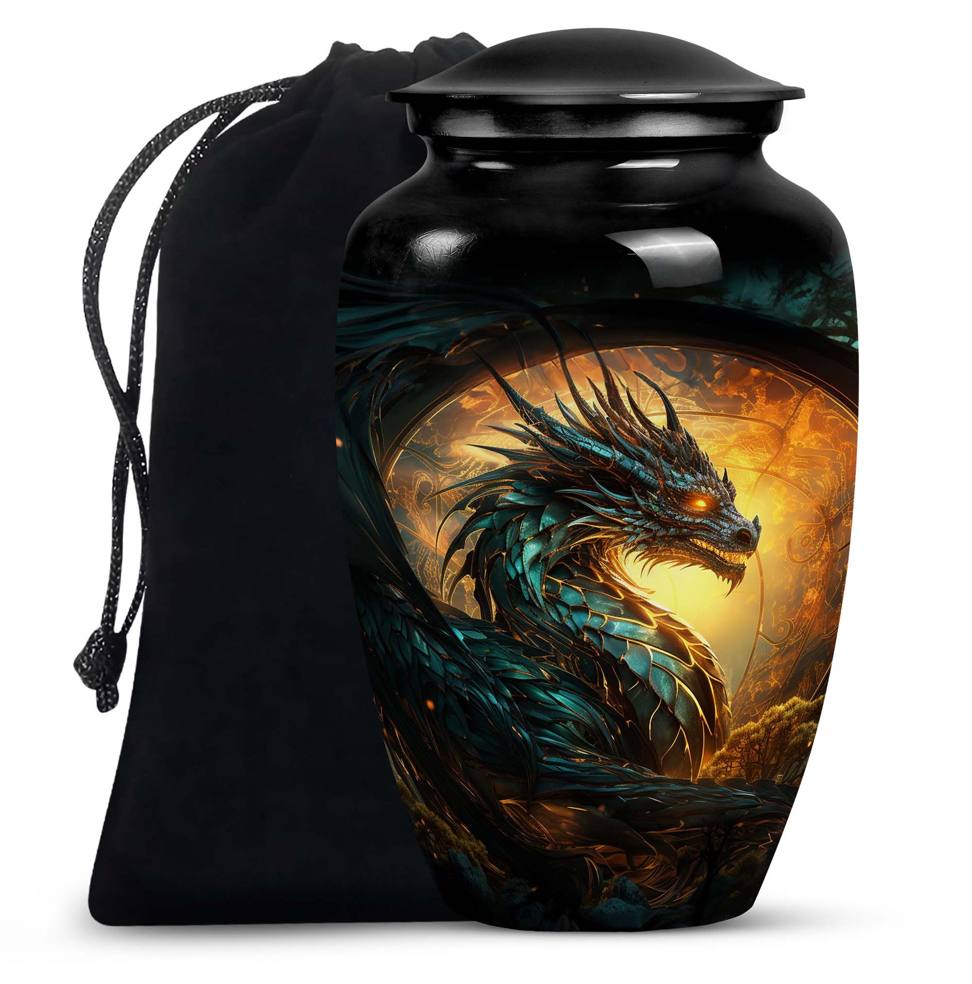 Dragon Warrior Funeral Urn - Aluminium Cremation Urn For Adult Ashes