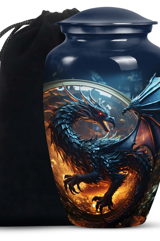 Purple Mystic Dragon Cremation Urn For Ashes - Fantasy Memorial Urn