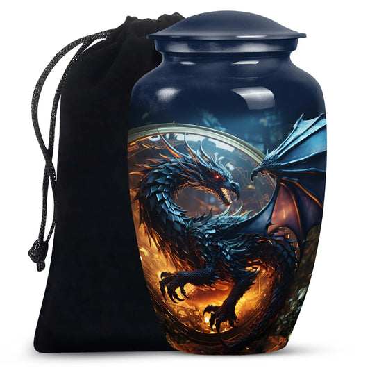 Purple Mystic Dragon Cremation Urn For Ashes - Fantasy Memorial Urn