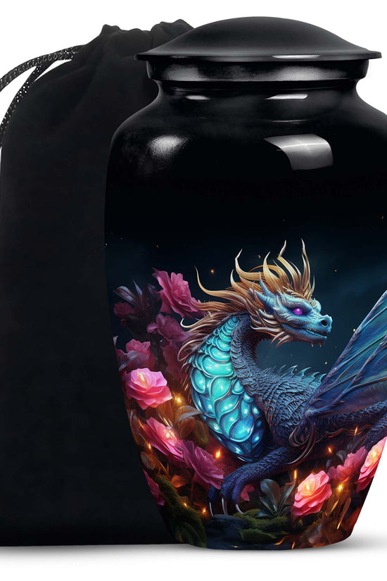 Dragon Theme Funeral Urn - Red Artistic Cremation Urn For Adult Ashes