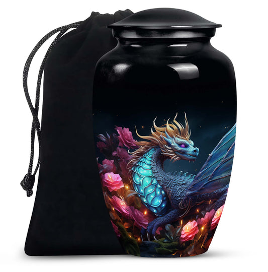 Dragon Theme Funeral Urn - Red Artistic Cremation Urn For Adult Ashes