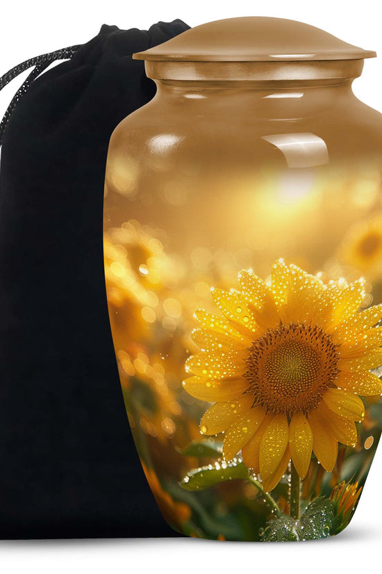 Floral Sunflower Cremation Urn - Peaceful Ashes Urn For Loved Ones