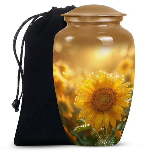 Floral Sunflower Cremation Urn - Peaceful Ashes Urn For Loved Ones