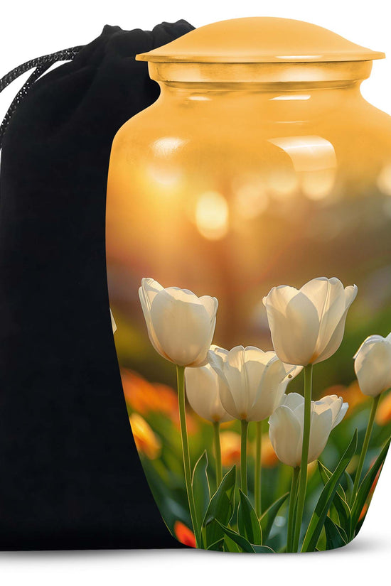 Peaceful Tulip Funeral Urn - Large Memorial Urn For Human Ashes