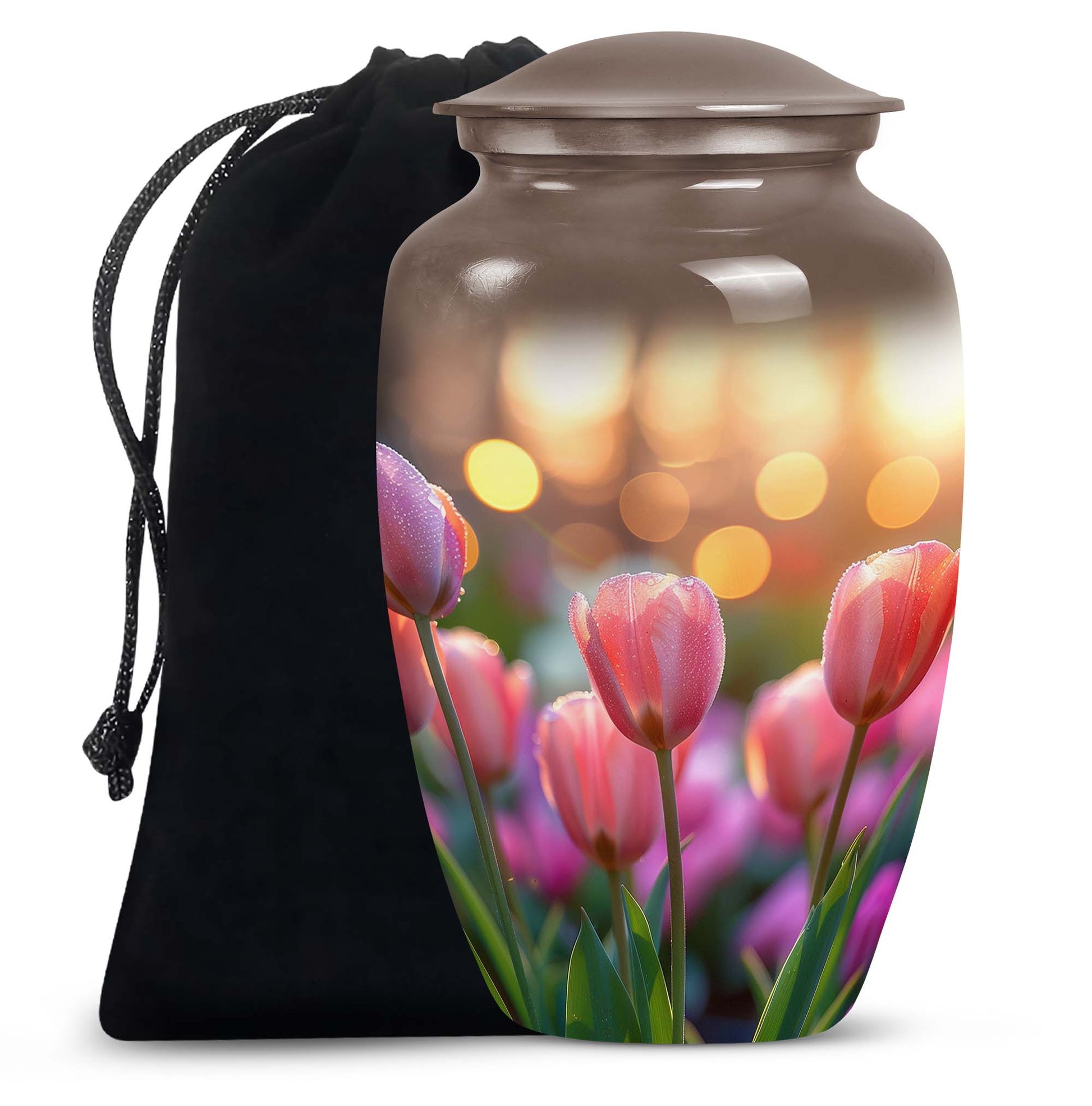 Pink Flower Funeral Urn - Decorative Adult Cremation Urn For Ashes