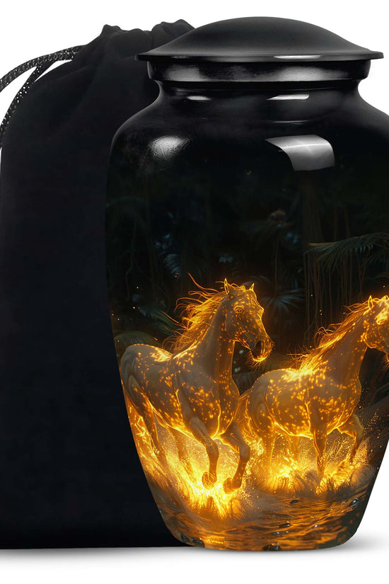 Horse Theme Funeral Urn - Large Memorial Urn For Loved Ones