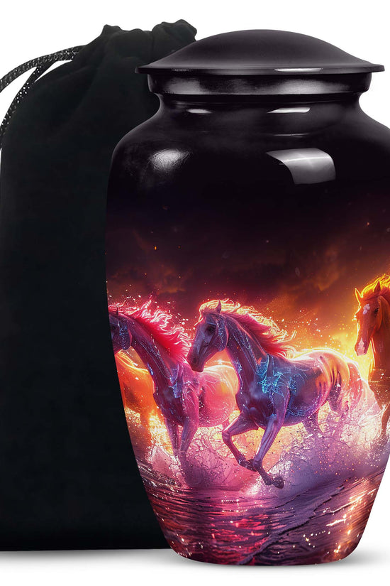 Mystic Blue Horse Cremation Urn - Memorial Urn For Human Ashes