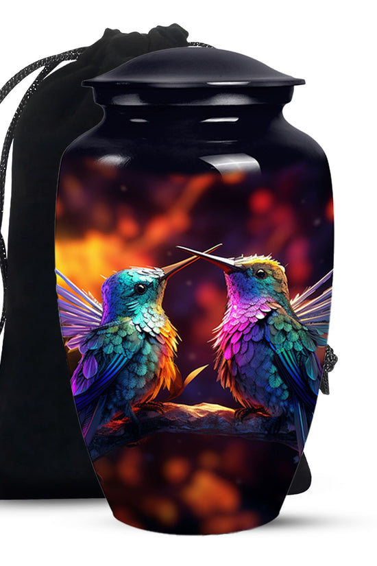 Colorful Hummingbird Funeral Urn - Couple Ashes Urn For Loved Ones