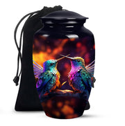 Colorful Hummingbird Funeral Urn - Couple Ashes Urn For Loved Ones
