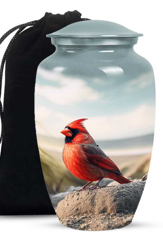 Red Cardinal Cremation Urn - Large Memorial Urn For Human Ashes