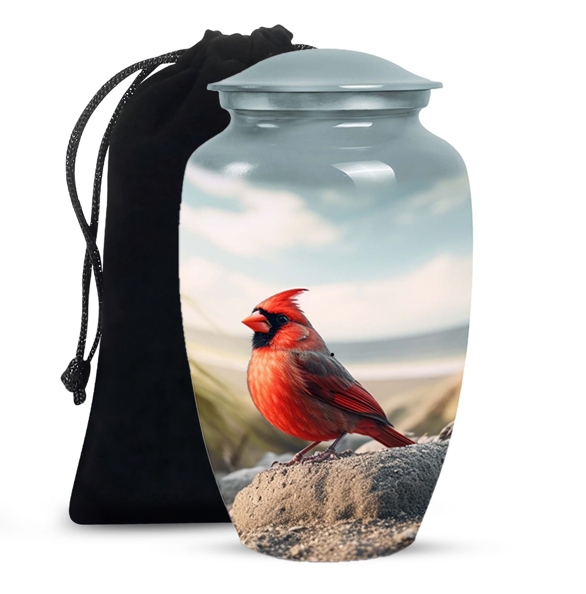 Red Cardinal Cremation Urn - Large Memorial Urn For Human Ashes