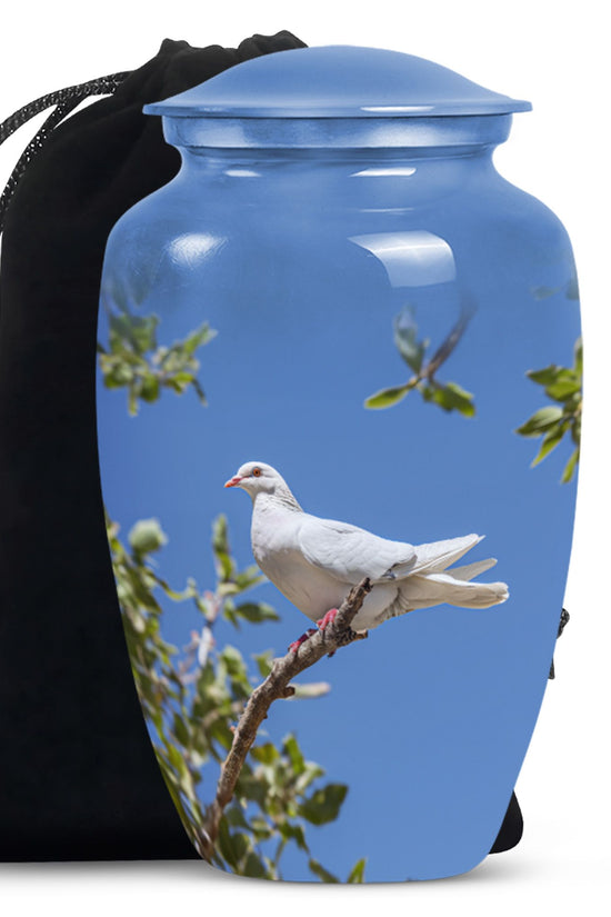 White Bird Memorial Urn - Dove Theme Cremation Urn For Loved Ones