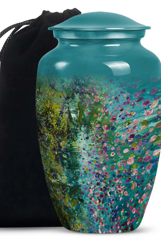Flower Theme Funeral Urn - Artistic Flowers Memorial Urn For Loved Ones