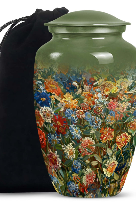 Nature Blossom Funeral Urn For Human Ashes - Artistic Floral Landscape Urn