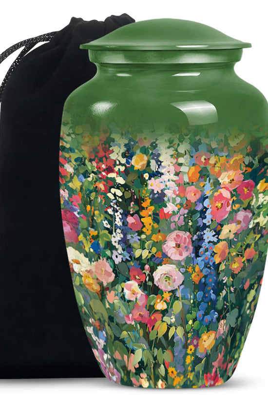 Elegant Artistic Flower Memorial Urn - Flower Theme Cremation Urn For Ashes