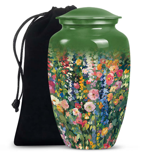 Elegant Artistic Flower Memorial Urn - Flower Theme Cremation Urn For Ashes