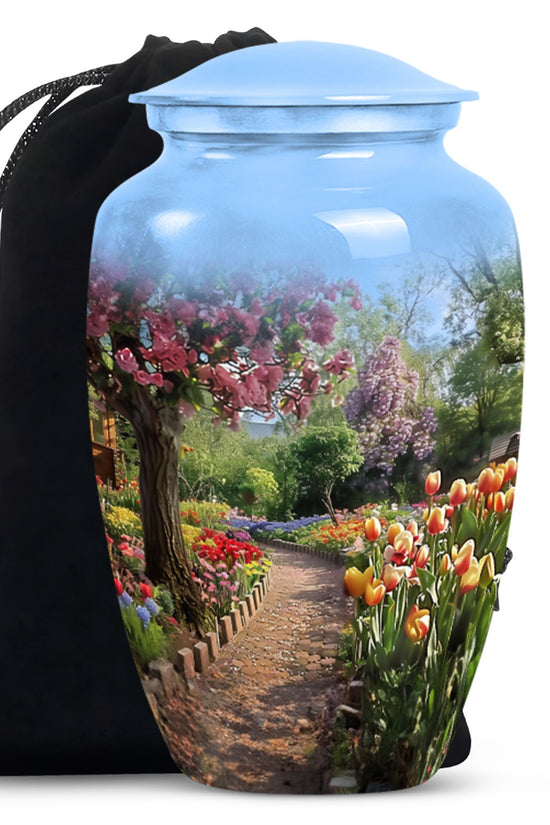 Beautiful Flower Garden Funeral Urn - Cremation Urn For Adult Ashes