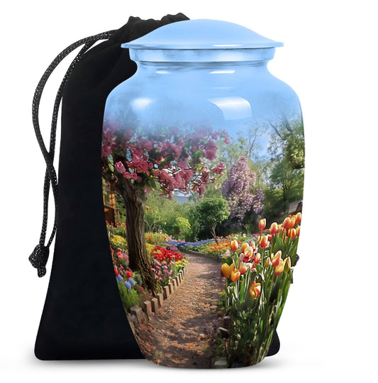 Beautiful Flower Garden Funeral Urn - Cremation Urn For Adult Ashes