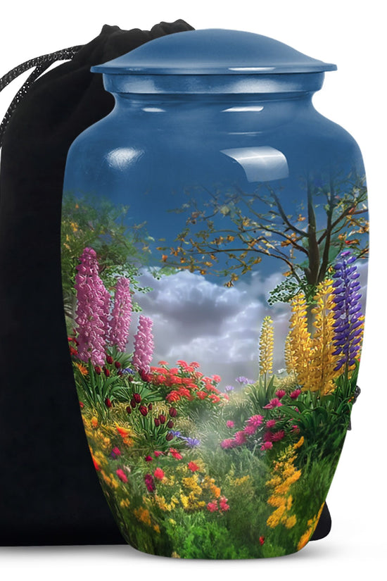 Colourful Floral Memorial Urn - Beautiful Garden Cremation Urn For Burial
