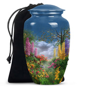 Colourful Floral Memorial Urn - Beautiful Garden Cremation Urn For Burial