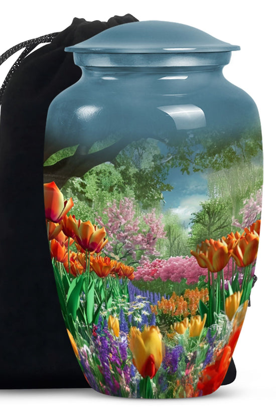 Flower Theme Memorial Urn - Beautiful Funeral Urn For Adult Ashes