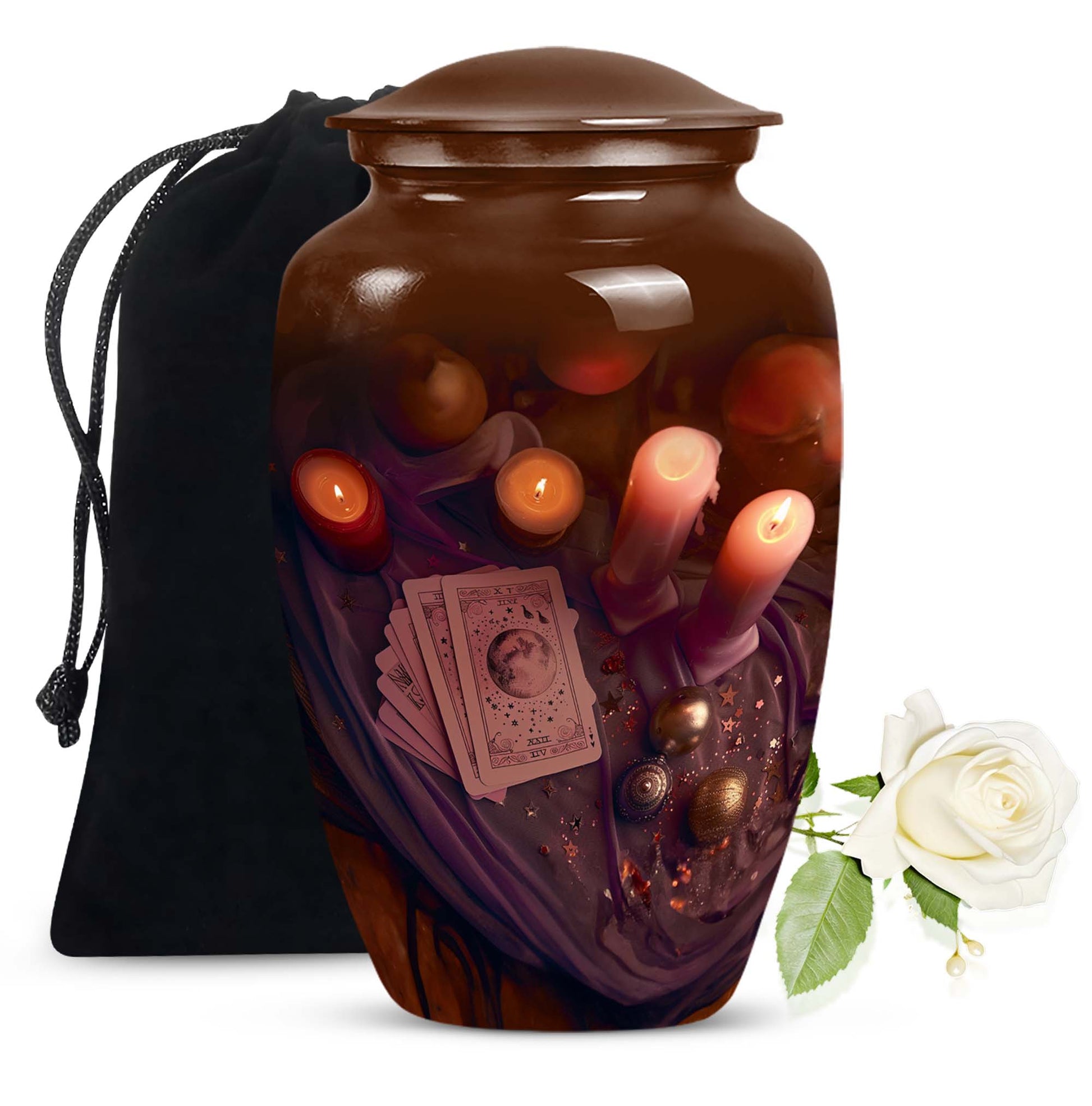 Spiritual Tarot Memorial Urn - Mystic Candle Funeral Urn For Adult Ashes