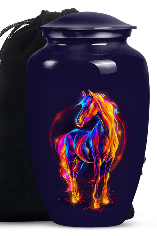 Horse Theme Cremation Urn - Colourful Memorial Urn For Human Ashes