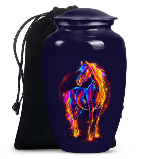 Horse Theme Cremation Urn - Colourful Memorial Urn For Human Ashes