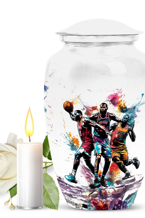 Basketball Theme Memorial Urn - Elegant Cremation Urn For Male & Female