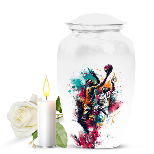 Basketball Colourful Theme Memorial Urn - Artistic Funeral Urn For Adult Ashes