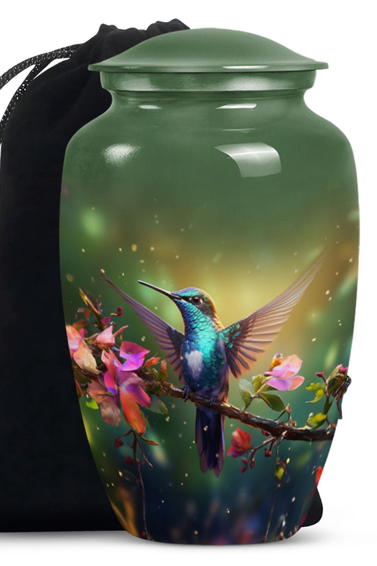 Peaceful Hummingbird Cremation Urn - Beautiful Burial Urn For Human Ashes