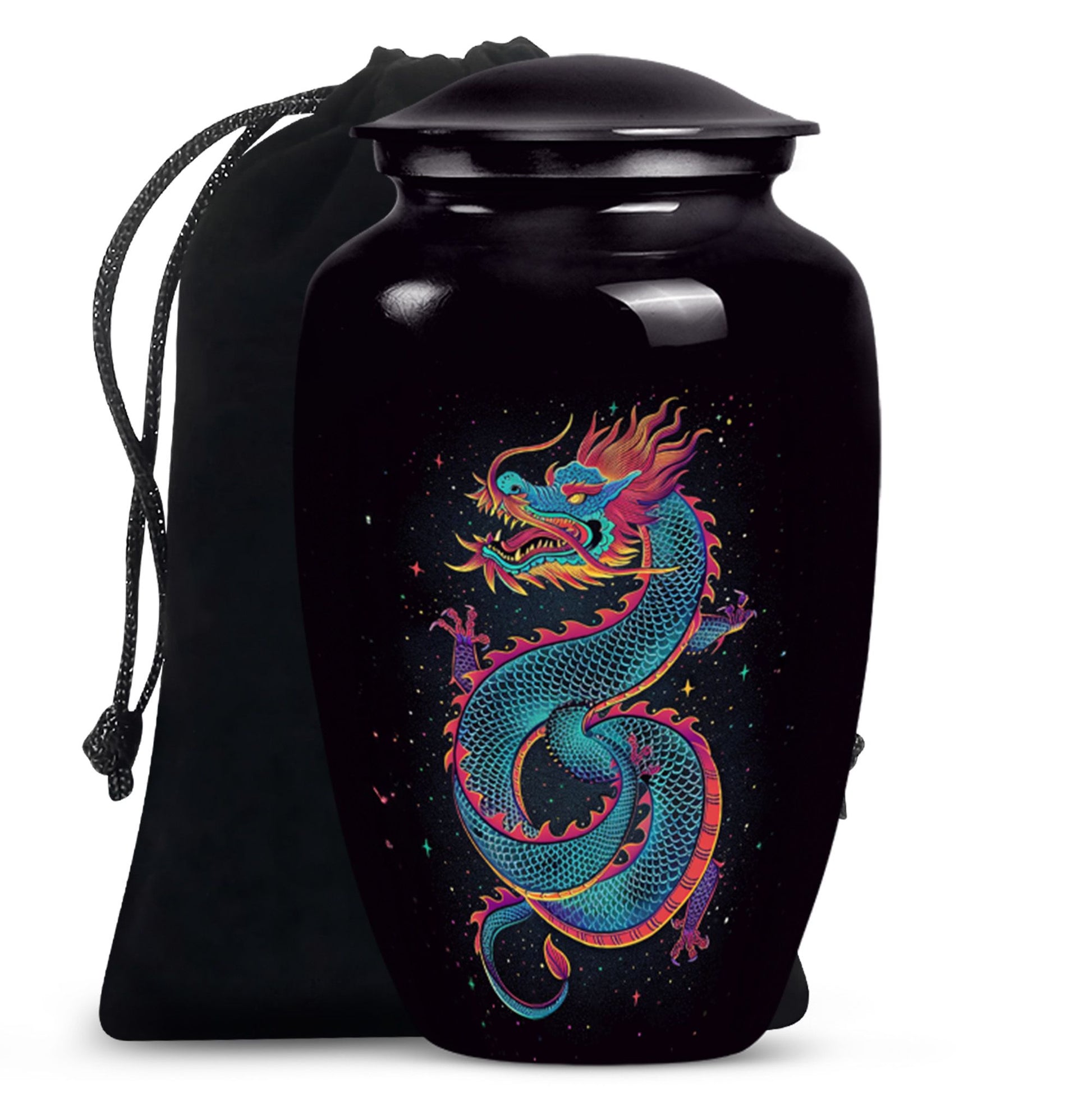 Celestial Blue Dragon Cremation Urn - Aluminium Memorial Urn For Human Ashes