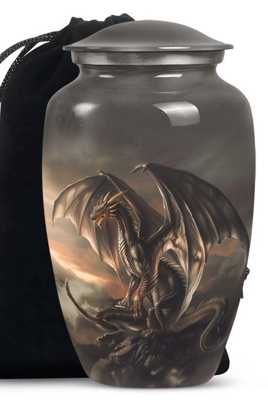Dragon Storm Fantasy Memorial Urn - Artistic Aluminium Urn For Ashes