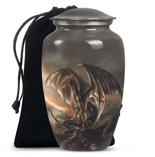 Dragon Storm Fantasy Memorial Urn - Artistic Aluminium Urn For Ashes