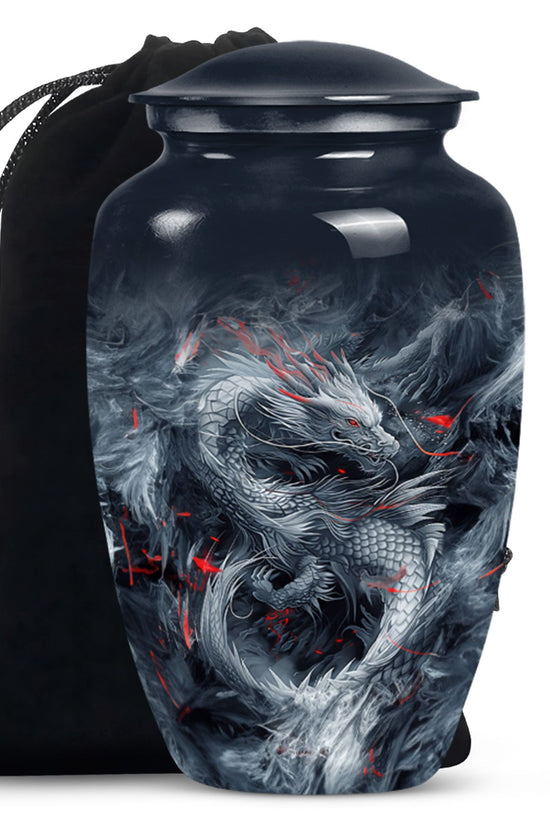 Midnight Fantasy Dragon Cremation Urn For Ashes – Black Memorial Urn