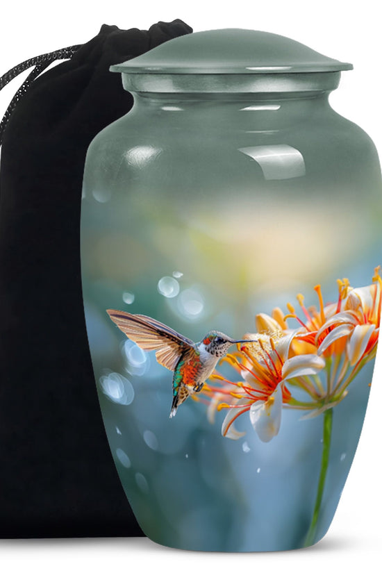 Lily Hummingbird Funeral Urn - Memorial Urn For Male & Female