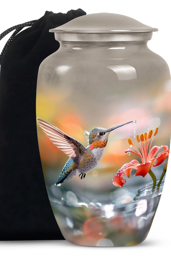 Floral Hummingbird Memorial Urn - Elegent Funeral Urn For Loved Ones
