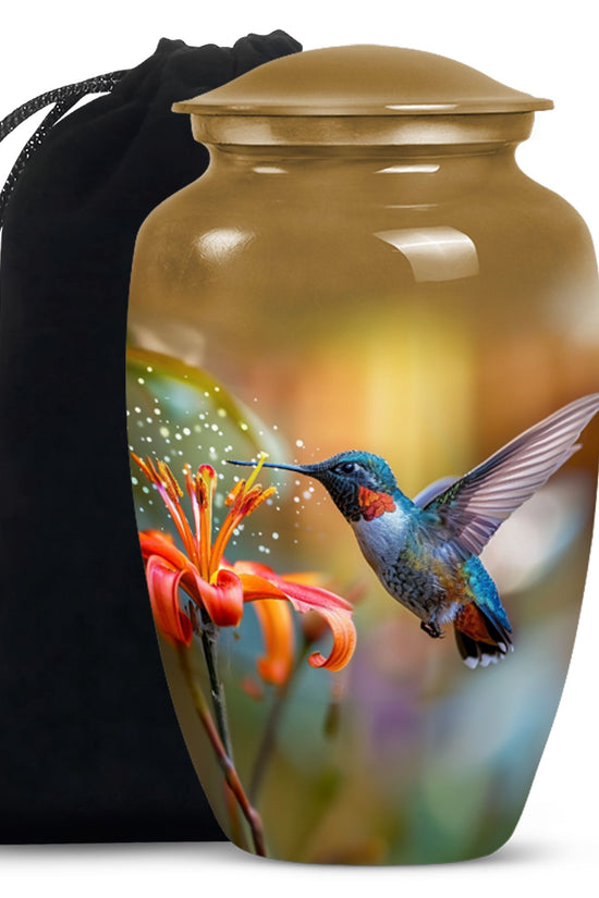 Decorative Floral Hummingbird Cremation Urn - Beautiful Ashes Urn For Human Ashes
