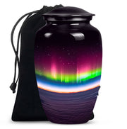 Aurora Borealis Night Memorial Urn - Beautiful Cremation Urn For Adults