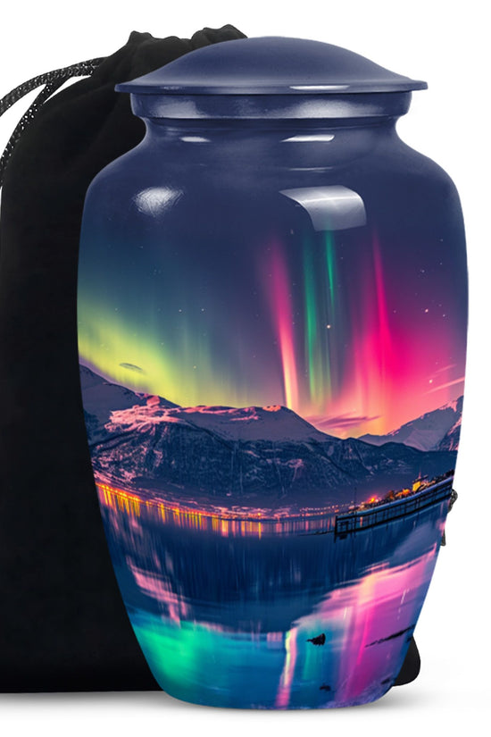 Aurora Borealis Funeral Urn - Northern Lights Memorial Urn For Human Ashes