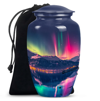Aurora Borealis Funeral Urn - Northern Lights Memorial Urn For Human Ashes
