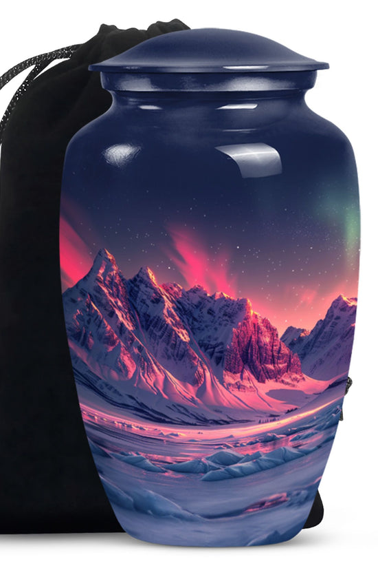 Aurora Snow Valley Urn For Ashes - Beautiful Sky Cremation Urn For Adults Ashes