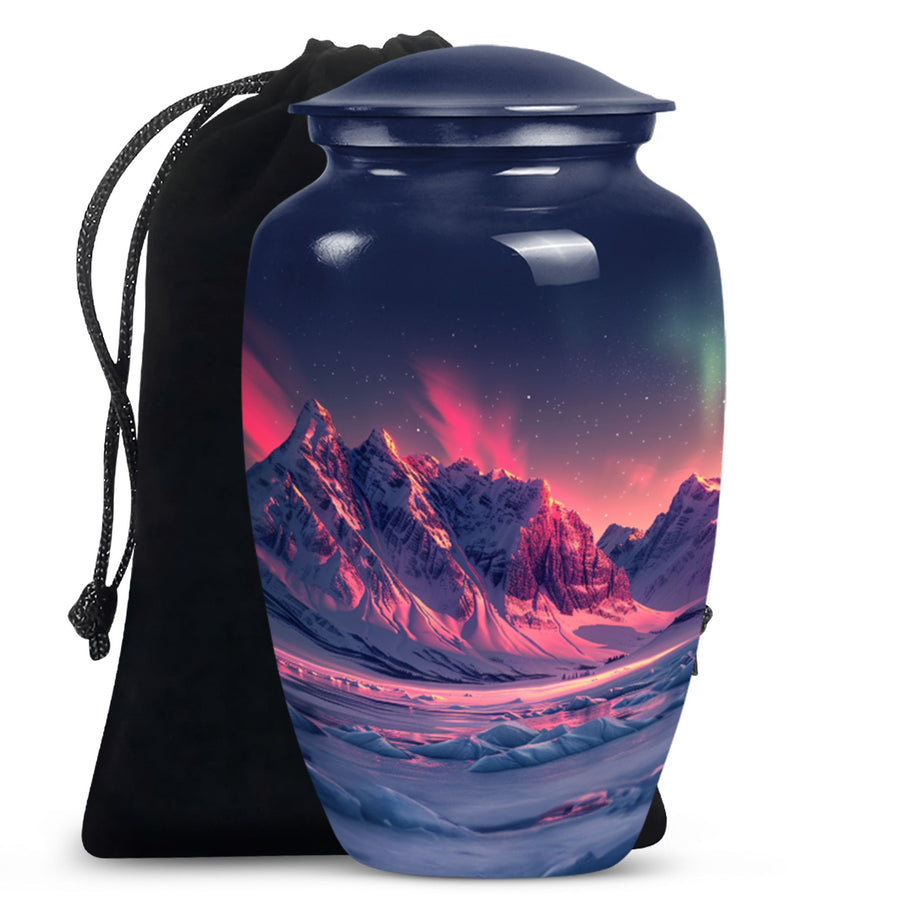 Aurora Snow Valley Urn For Ashes - Beautiful Sky Cremation Urn For Adults Ashes