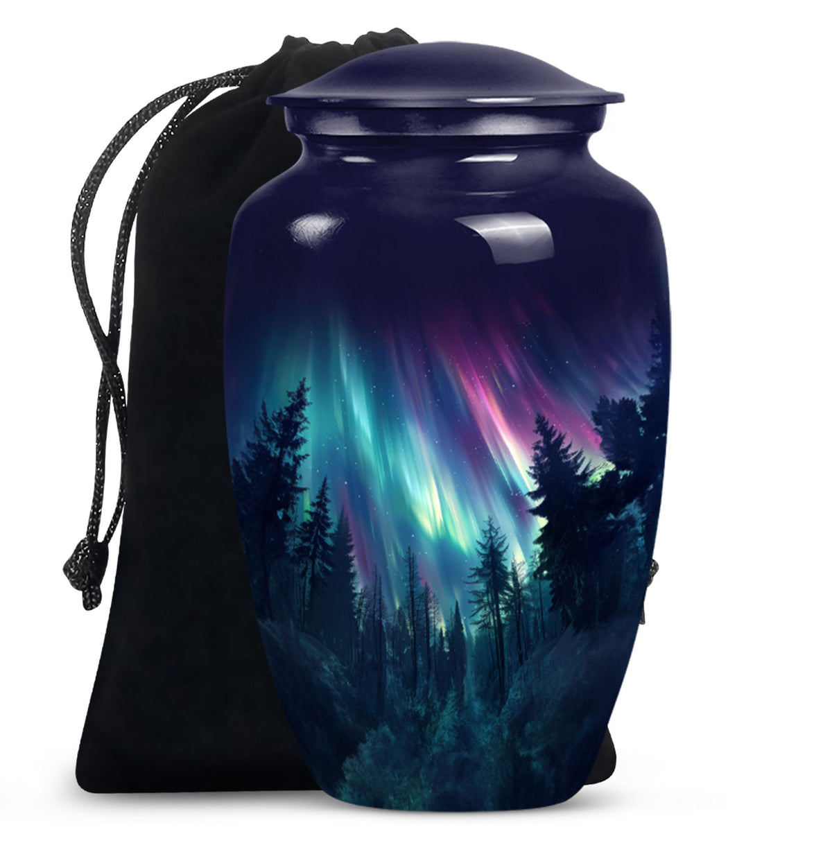 Aurora Borealis Memorial Urn For Ashes - Forest Sky Funeral Urn For Loved Ones
