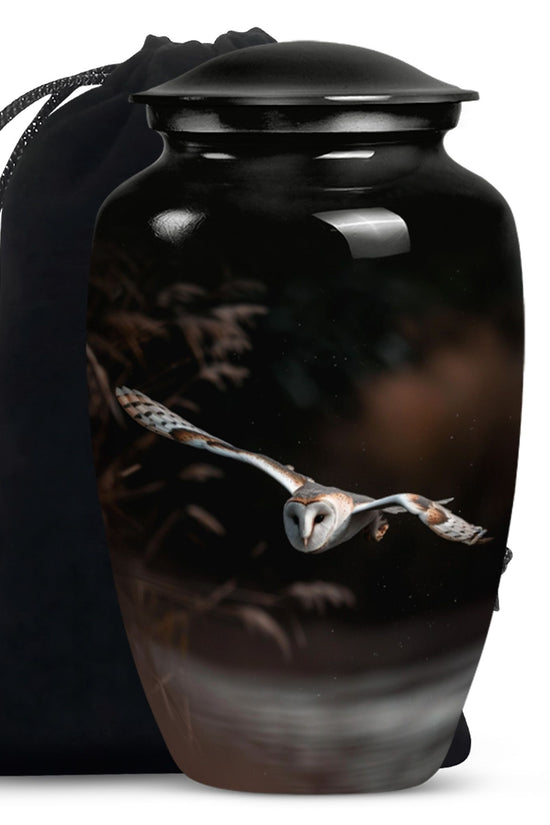 Flying Barn Owl Cremation Urn - Elegant Funeral Urn For Human Ashes