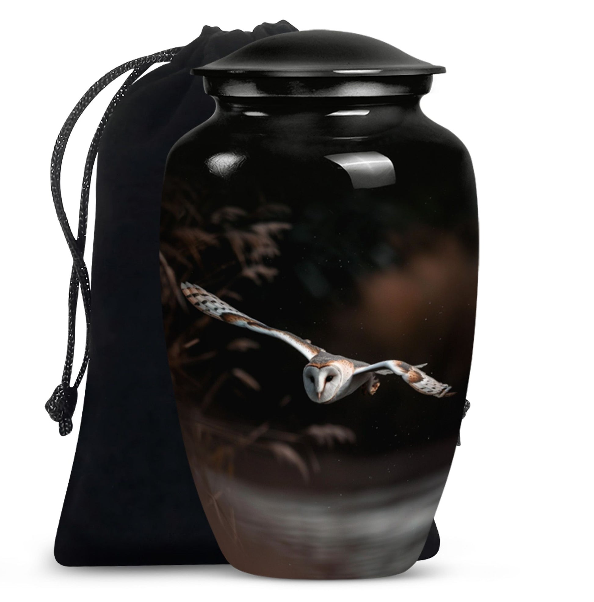 Flying Barn Owl Cremation Urn - Elegant Funeral Urn For Human Ashes