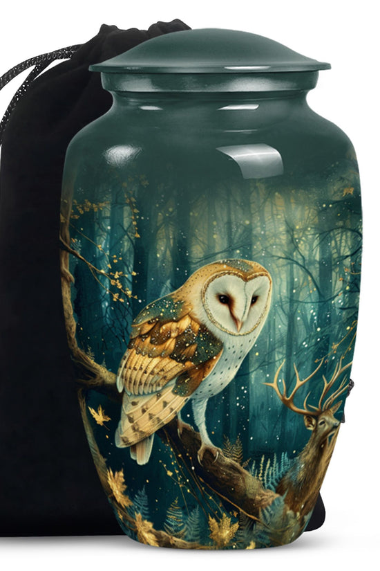 Forest Owl Funeral Urn - Artistic Cremation Urn For Adult Ashes