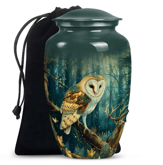 Forest Owl Funeral Urn - Artistic Cremation Urn For Adult Ashes