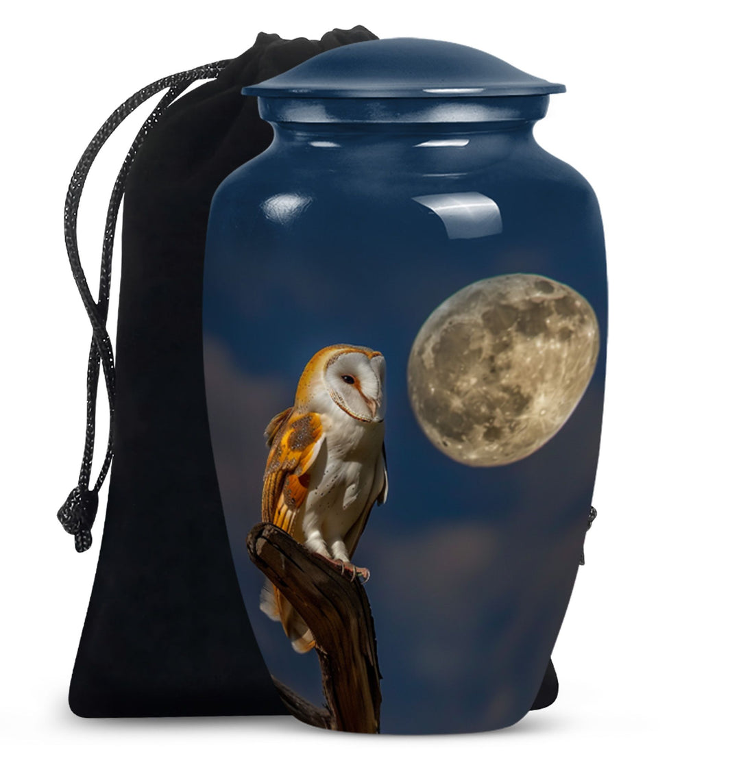 Moonlight Barn Owl Cremation Urn - Night Sky Memorial Urn For Burial
