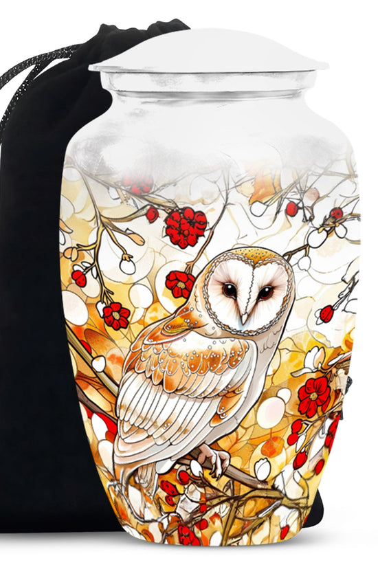 White Owl Funeral Urn – Artistic Cremation Urn For Adult Ashes